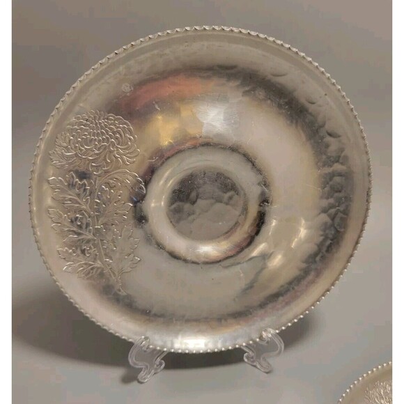 Vtg Set of 2 Continental Hand Wrought 7" Tray #641 Silverlook Hammered - Picture 2 of 9